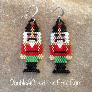 Nutcracker Beaded Earrings, New, Handmade by Me